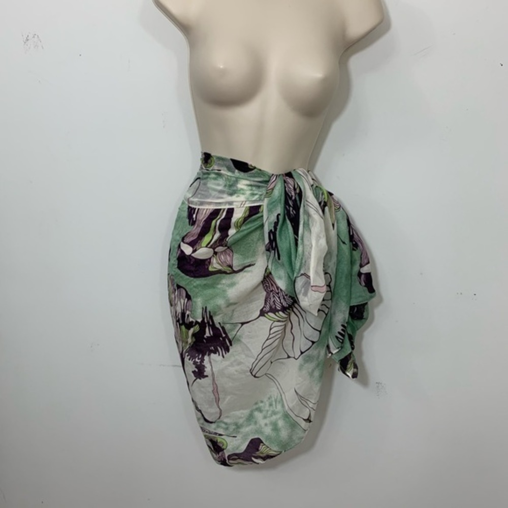 Oversized floral print scarf purple green